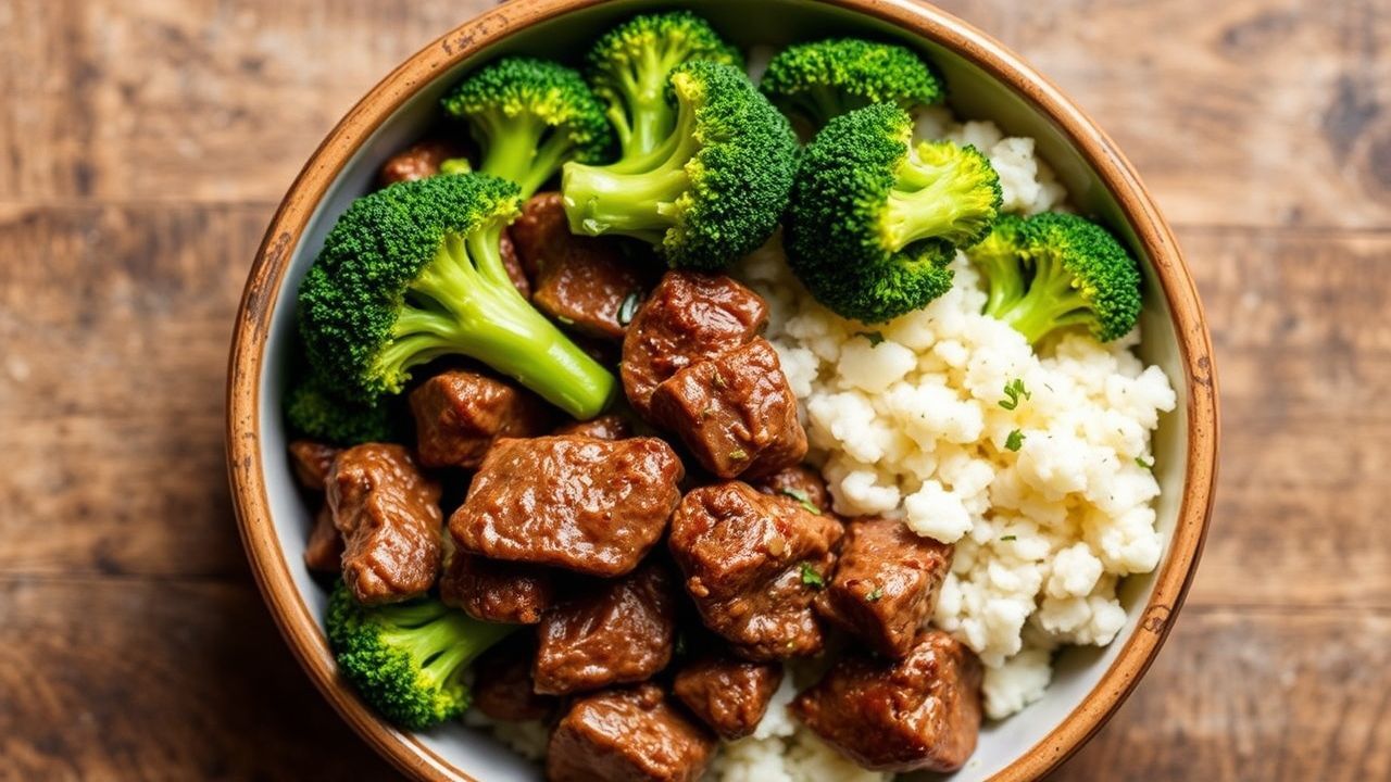 لحم بقري وبروكلي كيتو بسيط ومليء بالنكهات، يقدم ساخناً على طبق