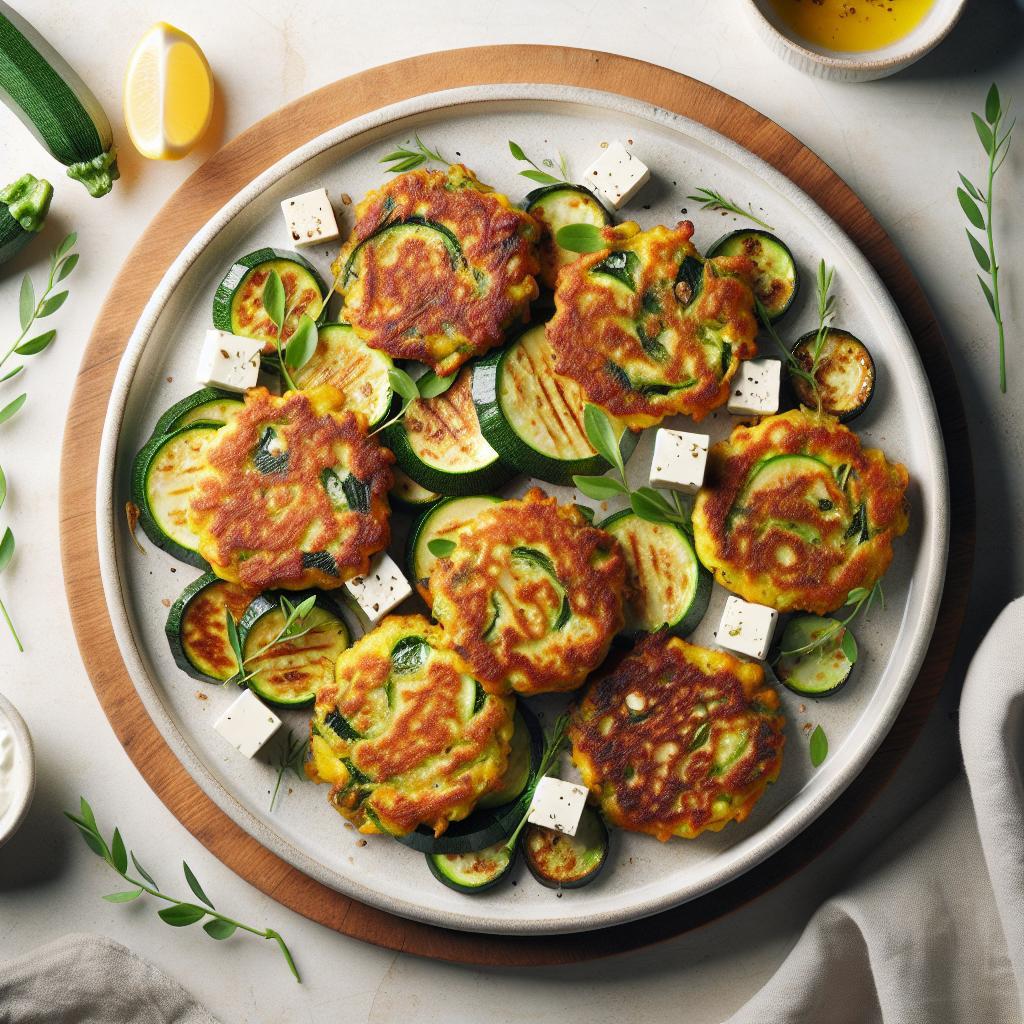Golden Zucchini Feta Fritters: A Crispy Mediterranean Delight