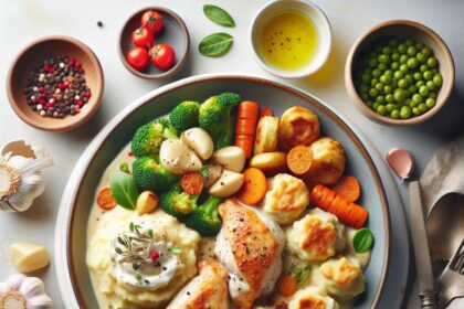 Cozy Creamy Chicken & Dumplings with Roasted Garlic Mash