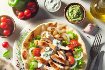 Savor Greek Chicken Gyros with Classic Tzatziki Sauce