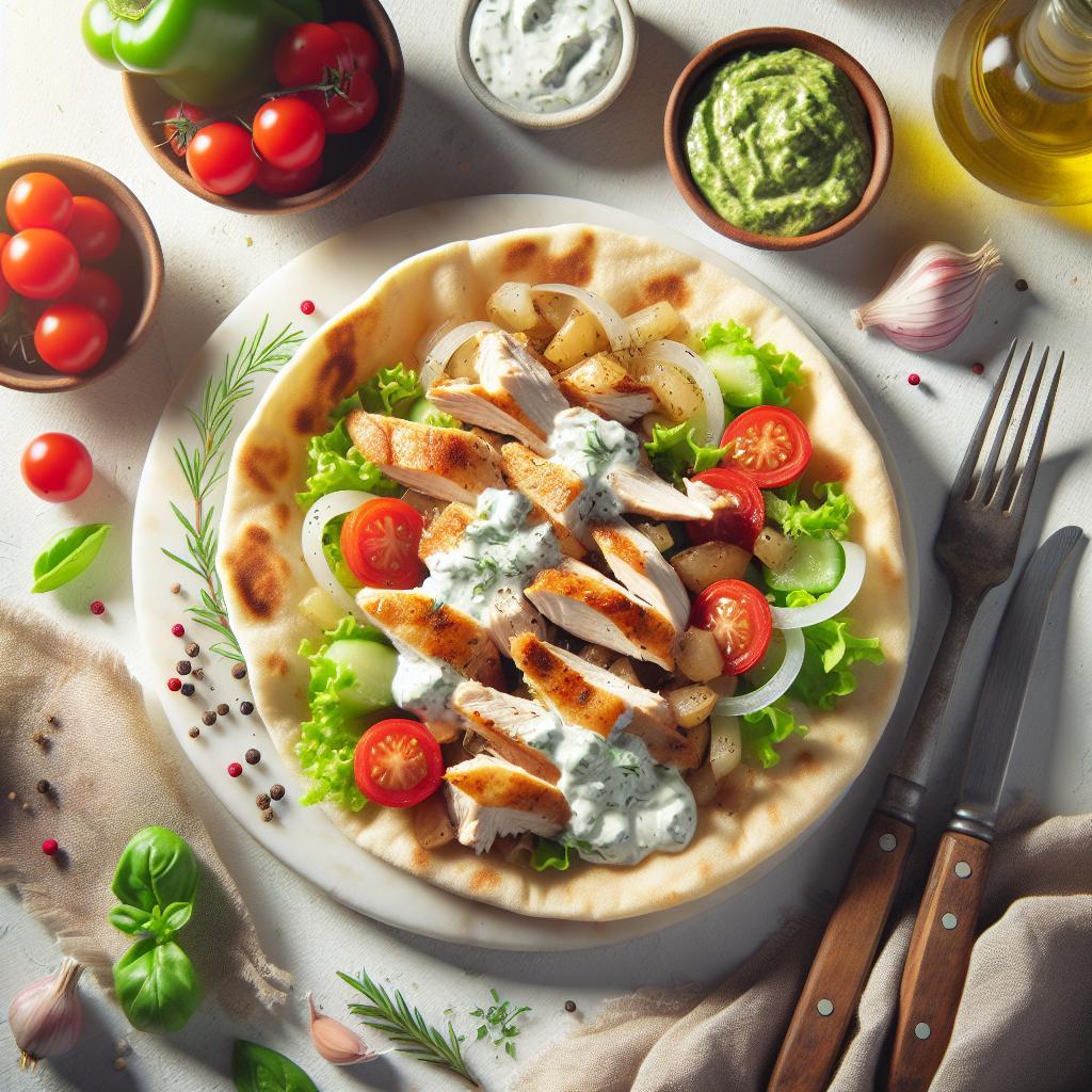 Savor Greek Chicken Gyros with Classic Tzatziki Sauce