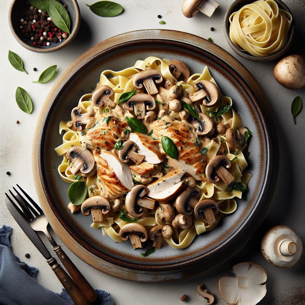 Indulge in Creamy Mushroom & Chicken Pasta Delight