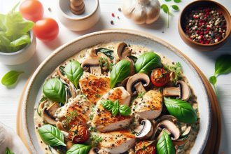 Savor the Creamy Mushroom and Chicken Plate Delight