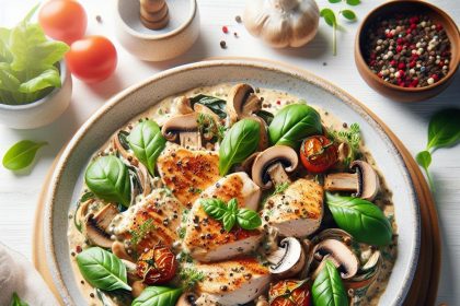 Savor the Creamy Mushroom and Chicken Plate Delight