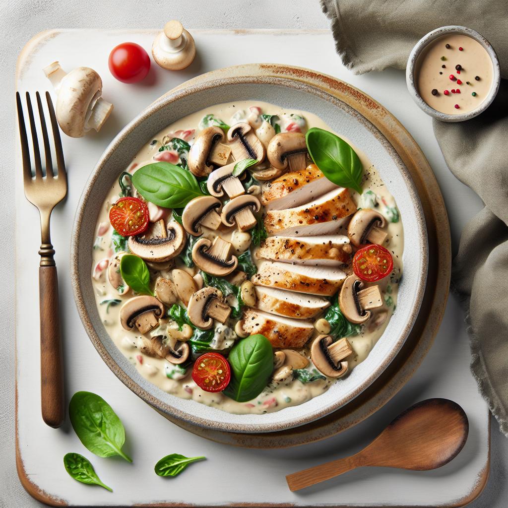 Savor the Creamy Mushroom and Chicken Plate Delight
