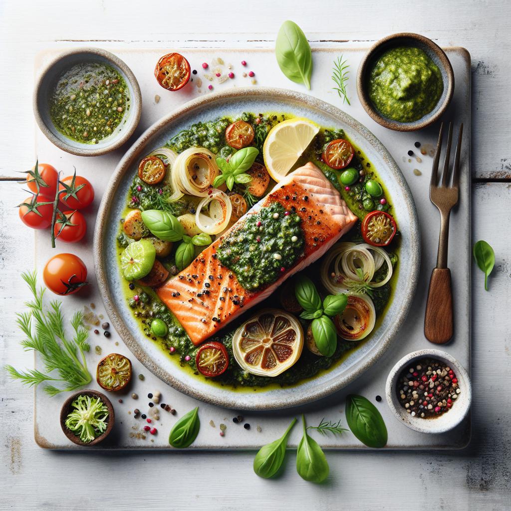 Southern Flair: Baked Salmon with Zesty Pesto Twist