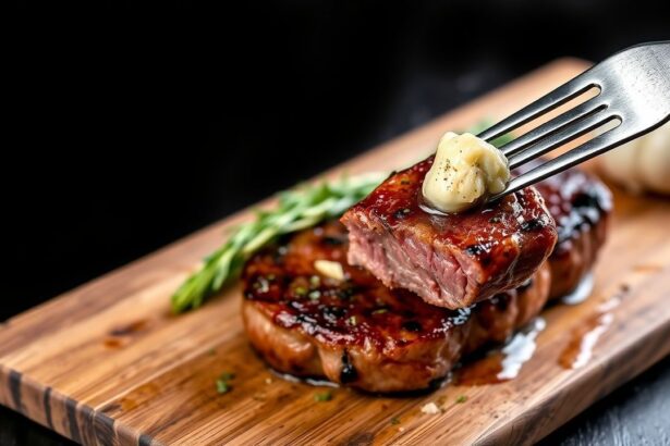 Juicy garlic butter steak bites sizzling in a pan, golden brown and herb-sprinkled